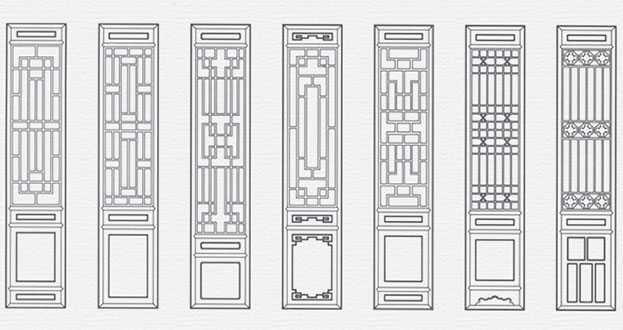 谯城常用中式仿古花窗图案隔断设计图