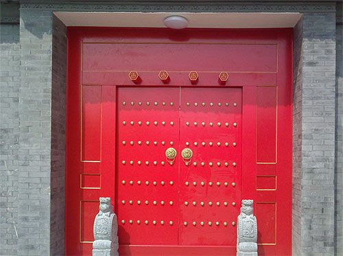 谯城中国传统四合院系列朱红色中式木制大门木作